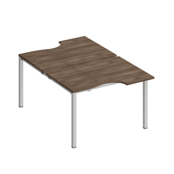 Рабочая станция со столами эргоном. на металлокаркасе КФ (2х120) Комфорт КФ К.1148 1200x1840x750 (Дуб шамони темныйСерый)