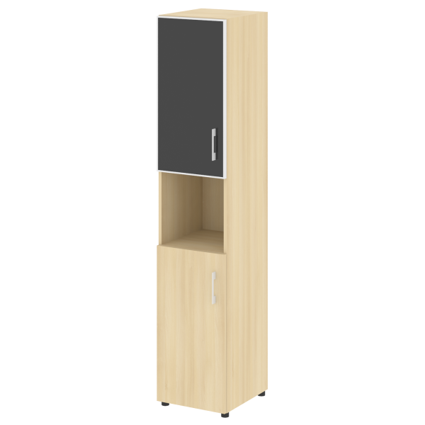 Шкаф для документов с нишей левый узкий со стеклом черным LT.SU-1.4 R (L) Black (Акация Лорка)