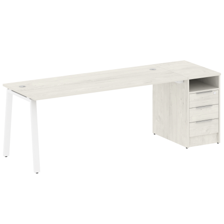 Рабочая станция Metal System Style БА.РС-СТП-1.5 2212x720x750 (Дуб Наварра/Белый металл)