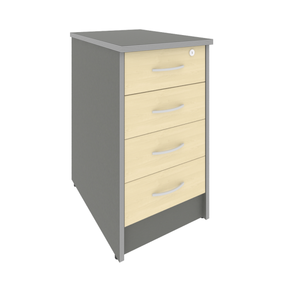 Тумба приставная с замком Riva А.ТП-4.1F-S 412x600x750 (Клен-Металлик)