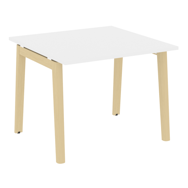 Стол переговорный на деревянных опорах Onix Wood OW.PRG-1.1 980x980x750 (Белый Бриллиант/Дуб Светлый)