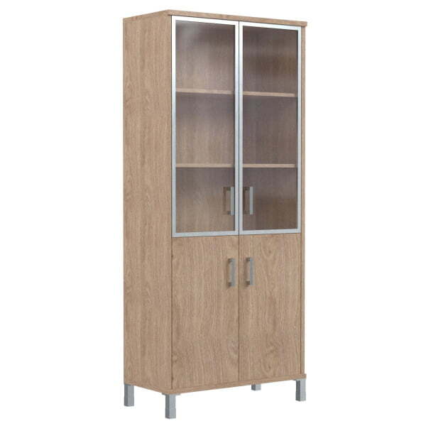 Шкаф широкий, глухие двери без замка+стекло в AL раме Born B-430.4 900x450x2054 (Дуб Девон)
