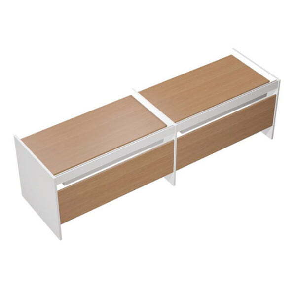 Рабочая станция на опорах ДСП (2х120) c ProSystem Profiquadro КВ 1201-2 БВ 2475x806x835 (Белый премиум / Вишня скандинавская)