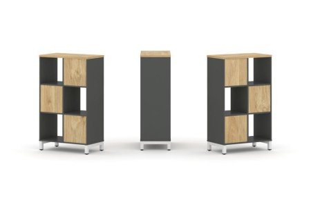 Набор стеллажа 1 сторонний, 3 яруса SN.NS-321 (754х400х1248) (Антрацит/Тиквуд Светлый/Металл Белый)