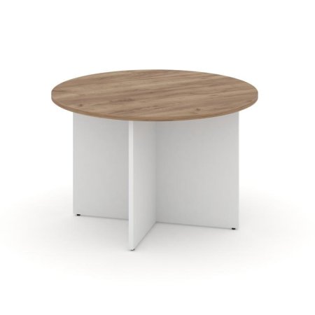 Стол переговорный круглый SN-D.SPRG-004 (1180х1180х750) (Дуб Табак/Белый)
