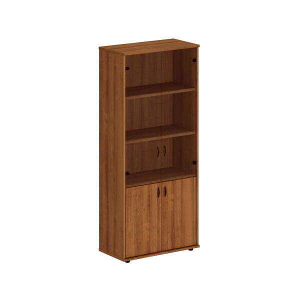 Шкаф со стеклянными дверями высокий Престиж Исп.45 890x460x2030 (Темный орех)