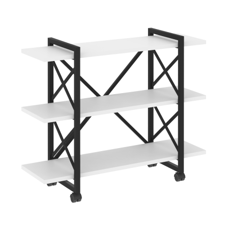 Стеллаж на колесных опорах-3 полки VR.L-MST.K-3.8V 1200x400x968 (Белый Бриллиант/Черный металл)