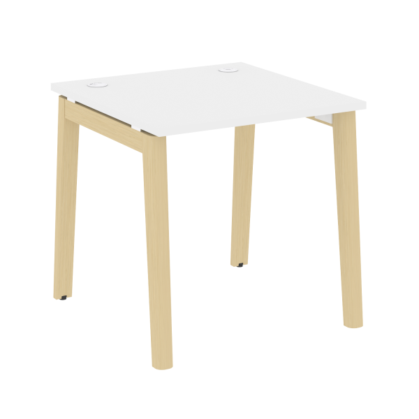 Стол рабочий на деревянных опорах Onix Wood OW.SP-0.8 780x800x750 (Белый Бриллиант/Дуб Светлый)