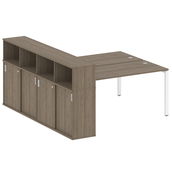 Рабочая станция с опорным шкафом-купе Metal System Style БП.РС-СШК-4.4 2010x2332x1098 (Вяз/Белый металл)