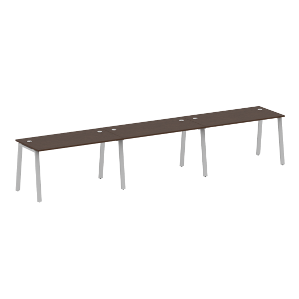 Рабочая станция на 3 рабочих места на А-образном м/к Metal System Style БА.СМ-3.3 4200x720x750 (Венге Цаво/Серый металл)