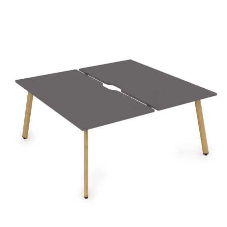 10БДВ.289 Стол системы Бенч с вырезом, сдвоенный, на 2 рабочих места (1400x1635x750) (Graphit/Iron wood металл)