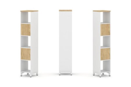 Набор стеллажа 1 сторонний, 5 ярусов SN.NS-511 (387х400х1982) (Белый/Тиквуд Светлый/Металл Белый)