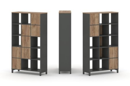 Набор стеллажа 1 сторонний, 5 ярусов SN.NS-531 (1121х400х1982) (Антрацит/Дуб Табак/Металл Антрацит)