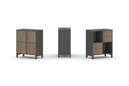 Набор стеллажа 1 сторонний, 2 яруса SN.NS-221 (754х400х881) (Антрацит/Вяз Благородный/Металл Антрацит)