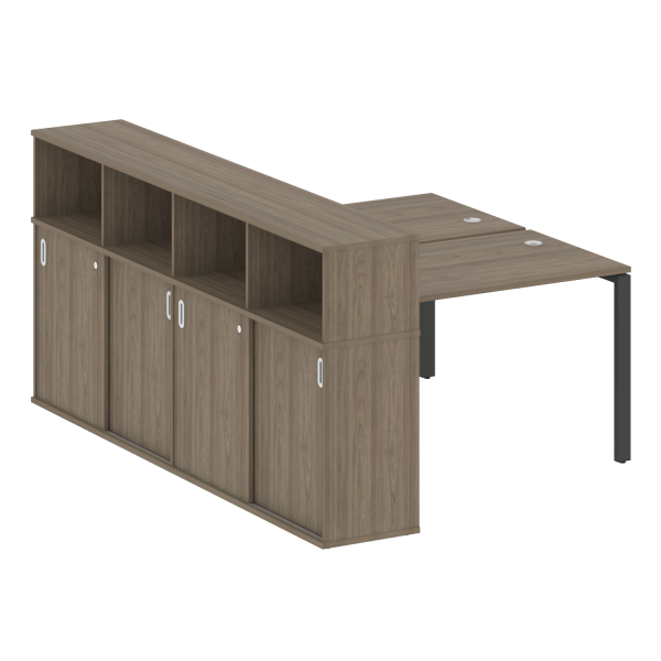 Рабочая станция с опорным шкафом-купе Metal System Style БП.РС-СШК-4.2 1610x2332x1098 (Вяз/Антрацит металл)