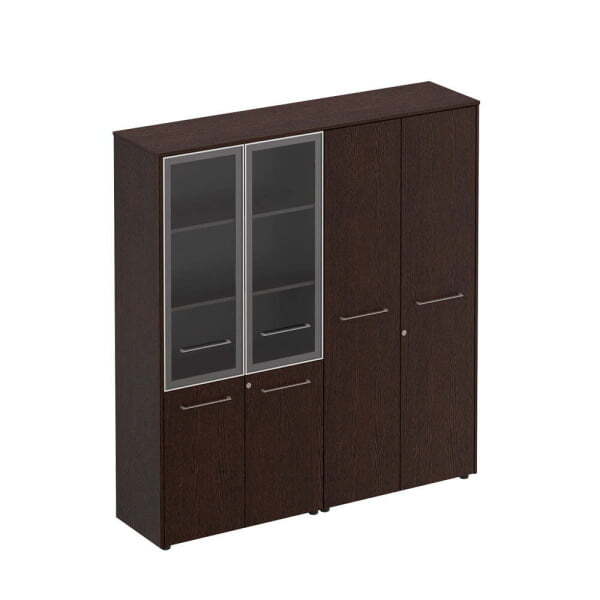 Шкаф комбинированный высокий (стекло + одежда) Reventon МЕ 358 1840x460x1960 (Венге темный)