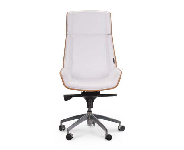 Кресло офисное / Патио / белая кожа / алюминиевая крестовина (Белый)