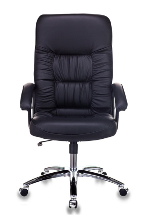 Кресло руководителя T-9908AXSN-AB черный кожа крестов. металл хром (Черный)