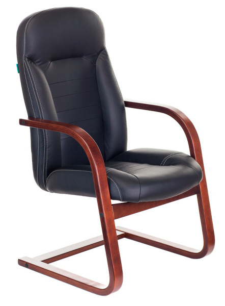 Кресло T-9923WALNUT-AV черный кожа полозья дерево коричневый (Черный)