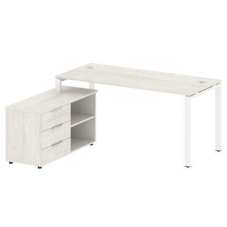 Рабочая станция с опорной тумбой левая Metal System Style БП.РС-СТС-2.4 Л 1700x1520x750 (Дуб Наварра/Белый металл)