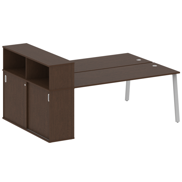 Рабочая станция с шкафом-купе на А-образном м/к Metal System Style БА.РС-СШК-2.5 Т 2210x1475x1098 (Венге Цаво/Серый металл)