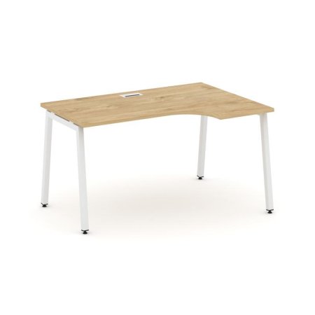 Стол рабочий эргономичный SN-4A.SPA-021(R) (1380х800/980х750) (Тиквуд Светлый/Металл Белый)