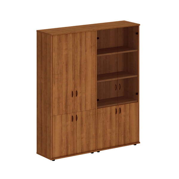 Шкаф комбинированный высокий (закрытый + стекло) Престиж Исп.52 1750x460x2030 (Темный орех)