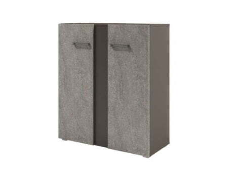 Стеллаж средний с дверьми Solution D-76 950x414x1096 (Бетон/Трюфель)