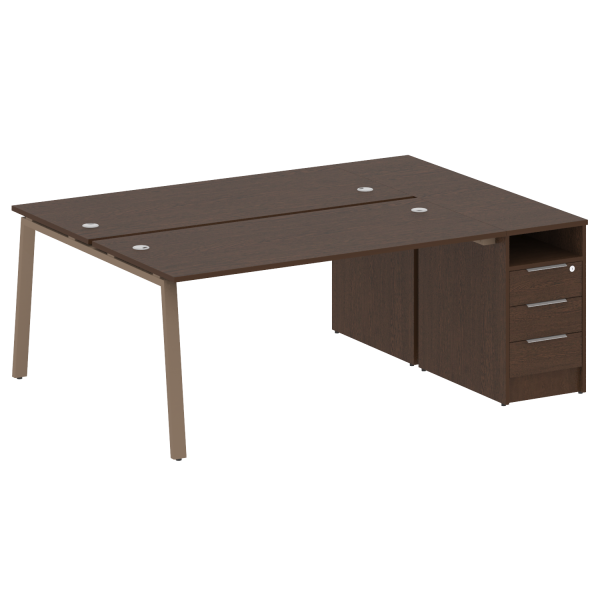 Рабочая станция с тумбой на А-образном м/к Metal System Style БА.РС-СТП-2.4 2012x1475x750 (Венге Цаво/Мокко металл)