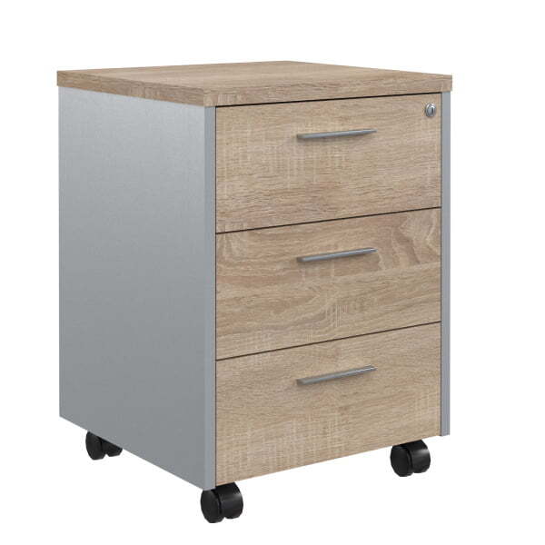 Тумба мобильная Offix-new OMC 3D 465x450x625 (Дуб Сонома светлый/металлик)