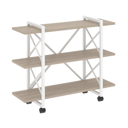 Стеллаж на колесных опорах-3 полки VR.L-MST.K-3.8V 1200x400x968 (Дуб Аттик/Белый металл)