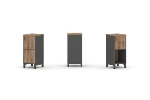 Набор стеллажа 1 сторонний, 2 яруса SN.NS-211 (387х400х881) (Антрацит/Дуб Табак/Металл Антрацит)