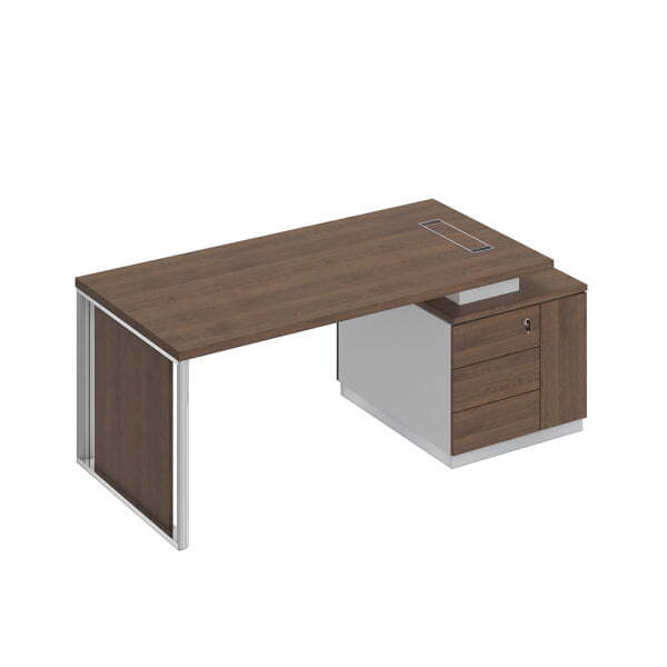 Стол руководителя с декоративной вставкой Bravo БР 111 1980x900x750 (Дуб гладстоун / Белый премиум / Дуб гладстоунСерый)