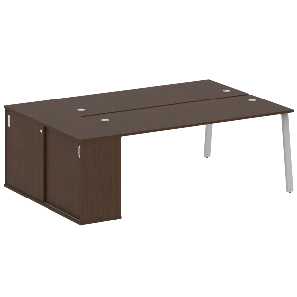 Рабочая станция с шкафом-купе на А-образном м/к Metal System Style БА.РС-СШК-1.5 Т 2210x1475x750 (Венге Цаво/Серый металл)