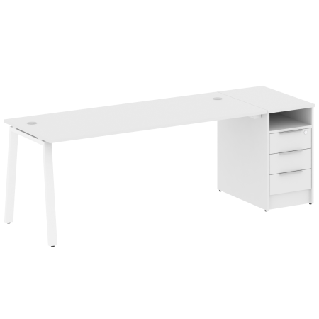 Рабочая станция Metal System Style БА.РС-СТП-1.5 2212x720x750 (Белый/Белый металл)