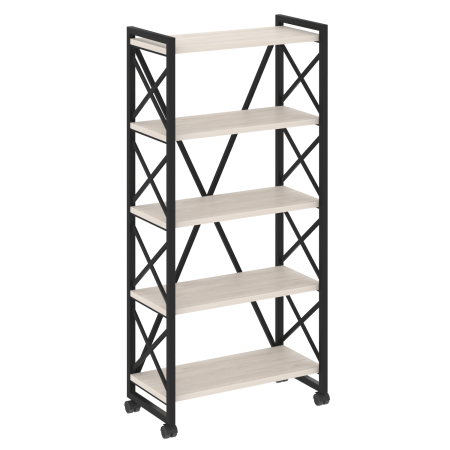 Стеллаж на колесных опорах-5 полок VR.L-MST.K-5.8 800x400x1704 (Денвер Светлый/Черный металл)