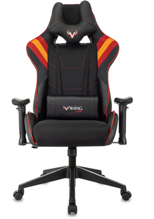 Кресло игровое Zombie VIKING 4 AERO черный/красный ткань/эко.кожа с подголов. крестов. пластик (Красный)
