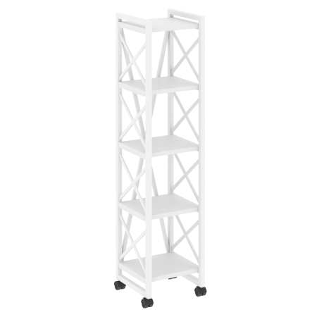 Стеллаж на колесных опорах-5 полок VR.L-MST.K-5.4 400x400x1704 (Белый Бриллиант/Белый металл)