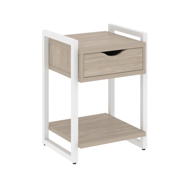 Тумба на регулируемых опорах с ящиком и полкой VR.L-T1.O 500x460x719 (Дуб Аттик/Белый металл)
