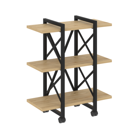 Стеллаж на колесных опорах-3 полки VR.L-MST.K-3.4V 800x400x968 (Тиквуд Светлый/Черный металл)