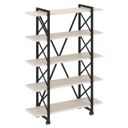 Стеллаж на колесных опорах-5 полок VR.L-MST.K-5.8V 1200x400x1704 (Денвер Светлый/Черный металл)