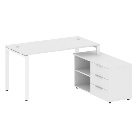 Рабочая станция с опорной тумбой правая Metal System Style БП.РС-СТС-2.3 Пр 1500x1520x750 (Белый/Белый металл)