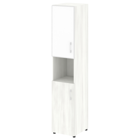 Шкаф для документов с нишей левый узкий со стеклом белым LT.SU-1.4 R (L) White (Снежная Патина)