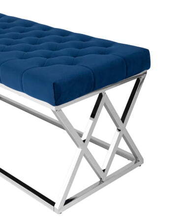 Банкетка ИНСИГНИЯ велюр синий сталь серебро (Банкетка Инсигния синий)