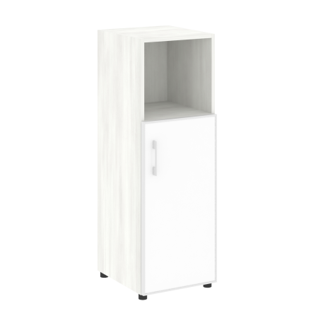 Шкаф для документов узкий со стеклом белым LT.SU-2.2 R (R) White (Снежная Патина)