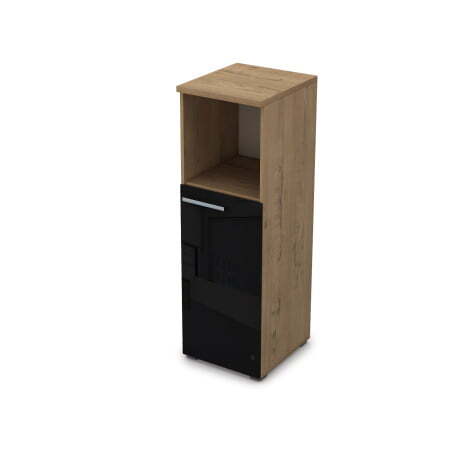 9ПЛ.017.8 Пенал средний со стеклом и нишей (400x450x1245), левый (Teakwood)