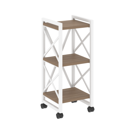 Стеллаж на колесных опорах-3 полки VR.L-MST.K-3.4 400x400x968 (Дуб Аризона/Белый металл)