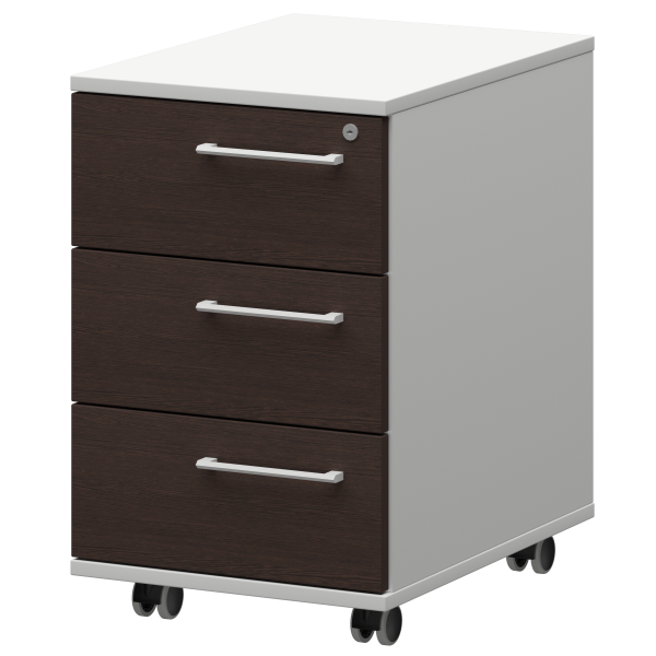 Тумба мобильная/подвесная левая Кортез KZT-61L 416x568x648 (Дуб венге/Белый)