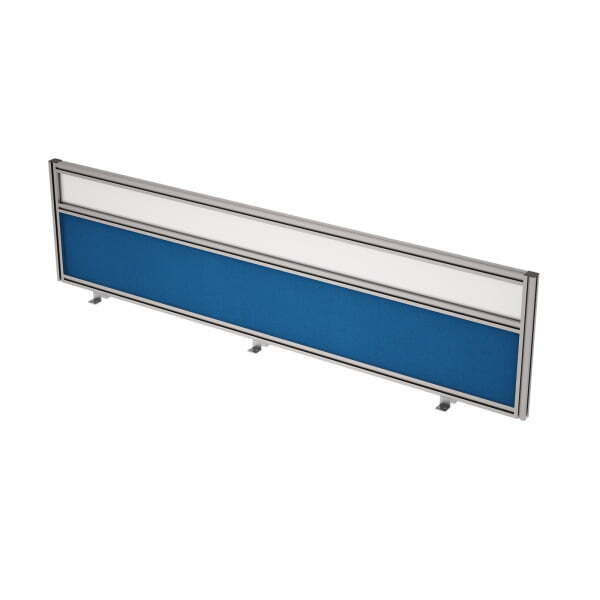 9БТС.0417.6 Барьер из ткани и стекла в алюминиевом профиле, фронтальный (1600x29x400) (Indigo/стекло матовое)