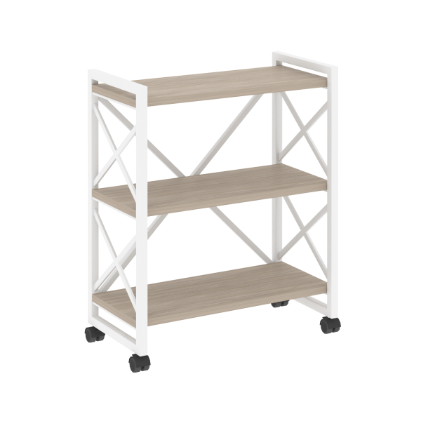 Стеллаж на колесных опорах-3 полки VR.L-MST.K-3.8 800x400x968 (Дуб Аттик/Белый металл)